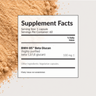 Lumati Green Supplement Facts panel: 1 vegetarian capsule per serving, 60 servings, 100 mg BWH-85 beta glucan.
