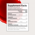 Lumati Red Supplement Facts panel: 8 drops (0.15 mL) per serving, about 200 servings, with vitamin D, vitamin B12, iodine, and potassium.