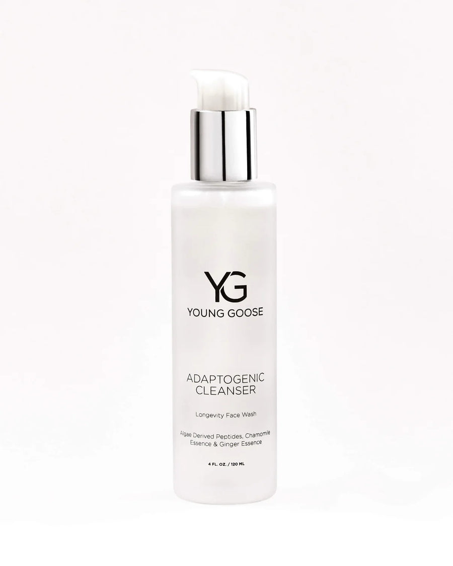 Young Goose Adaptogenic Cleanser longevity face wash, frosted pump bottle, 4 fl oz
